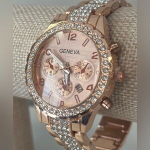 Geneva Rose Gold Crystal Accent Women's Watch